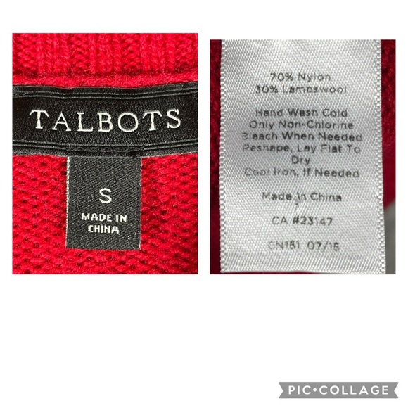 Talbots Lambswool Blend Christmas Tree Cowl Neck Holiday Celebration Sweater - S - Picture 3 of 15